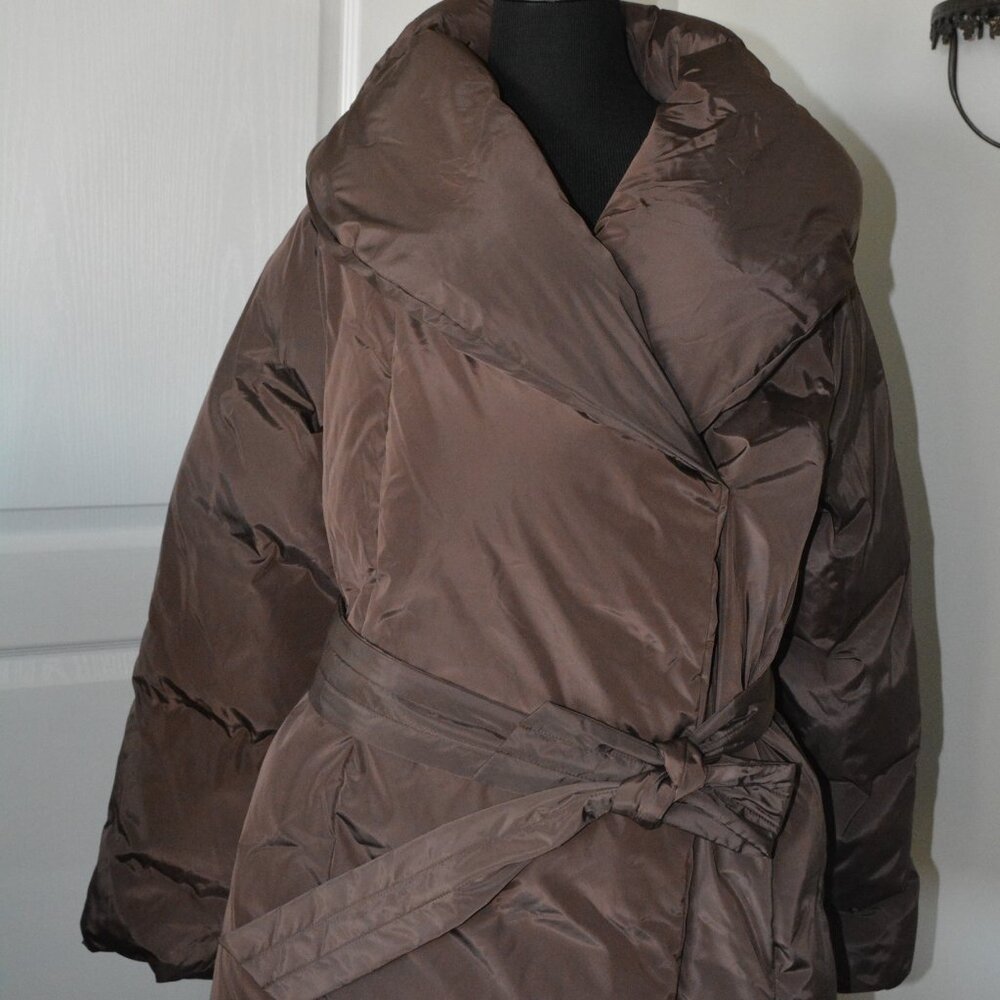 Calia by Carrie Underwood Duvet Quilted Puffer Tie Waist Coat - Medium